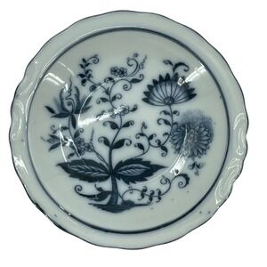 Vtg. Blue Onion Arnart Japan Porcelain Mini Nut‎ Dish 4.75" Blue White Scalloped
